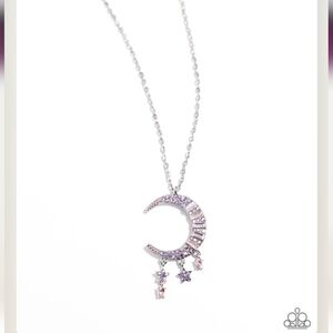 Lunar Landmark Purple Necklace Silver Fashion Jewelry Paparazzi